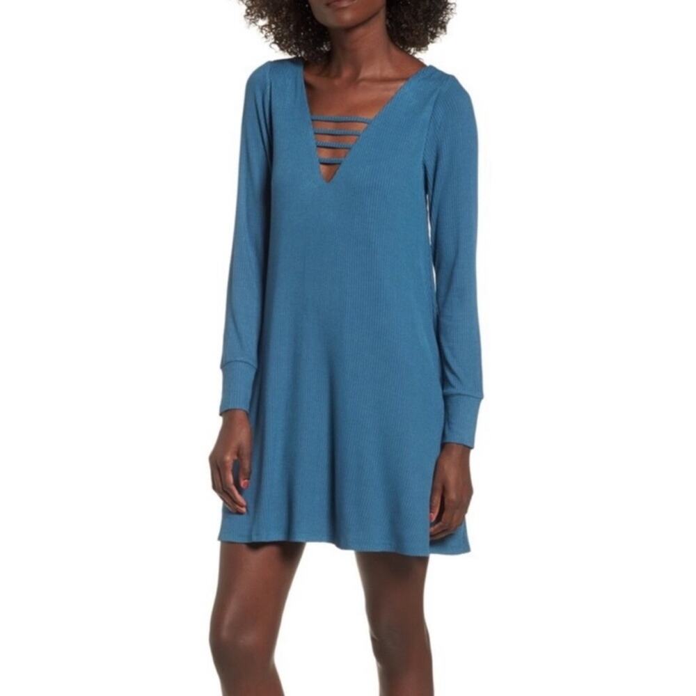 BP Strappy Ribbed Swing Dress
